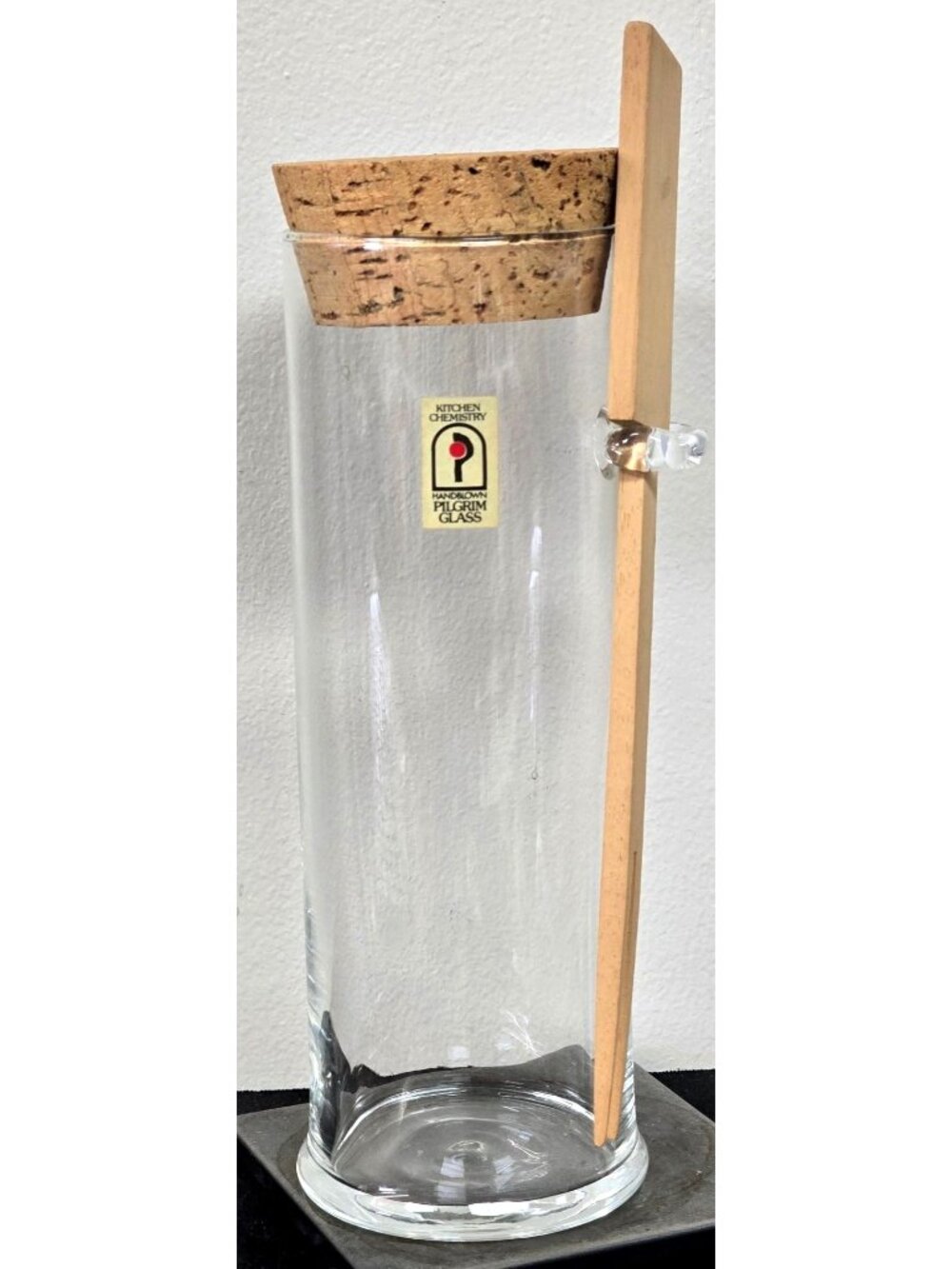 Pilgrim Glass Kitchen Chemistry Jar Wooden Dual‑End Fork Spoon Utensil Handblown